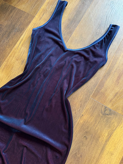 Iridescent velvet bodycon 90s dress uk small