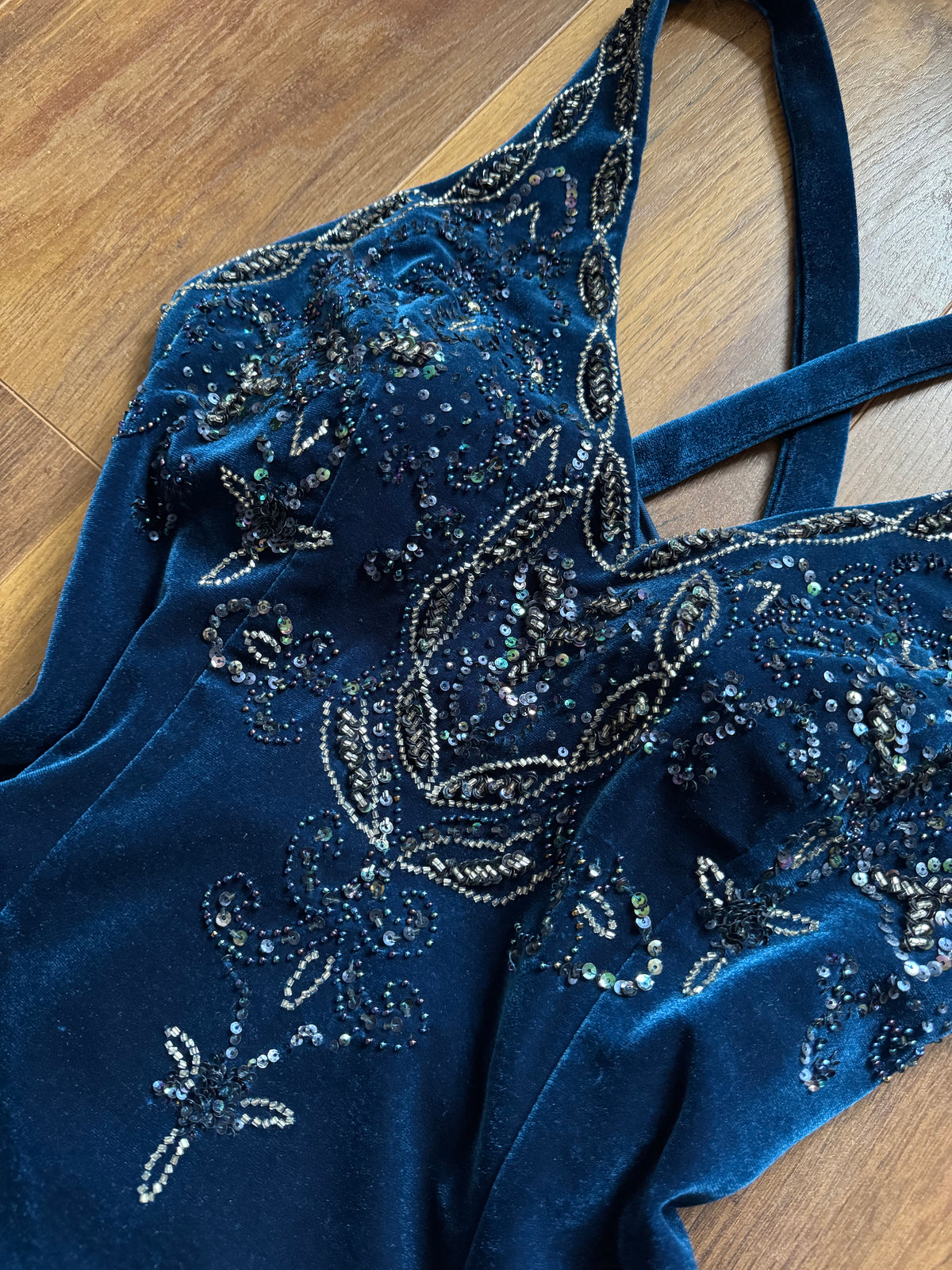 Niki Livas electric blue velvet evening dress uk 14
