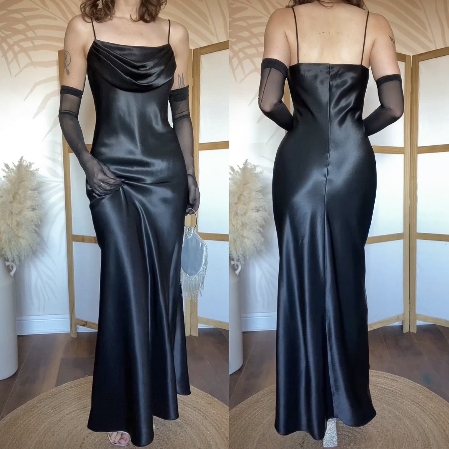 Black satin Jump Apparel slip dress uk 10