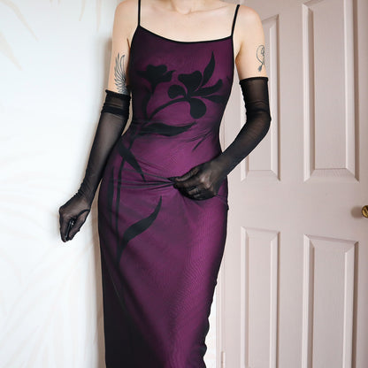 After Six purple stretch evening gown UK 10