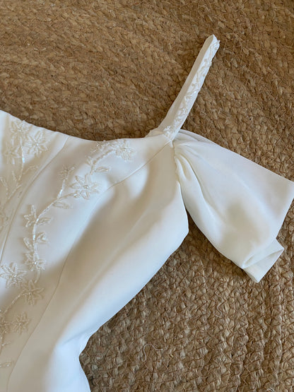 Stevies Gowns ivory off shoulder wedding dress uk 8