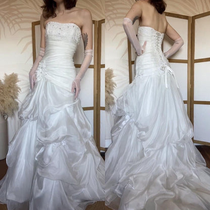 Maggie Sottero white organza wedding dress uk 14