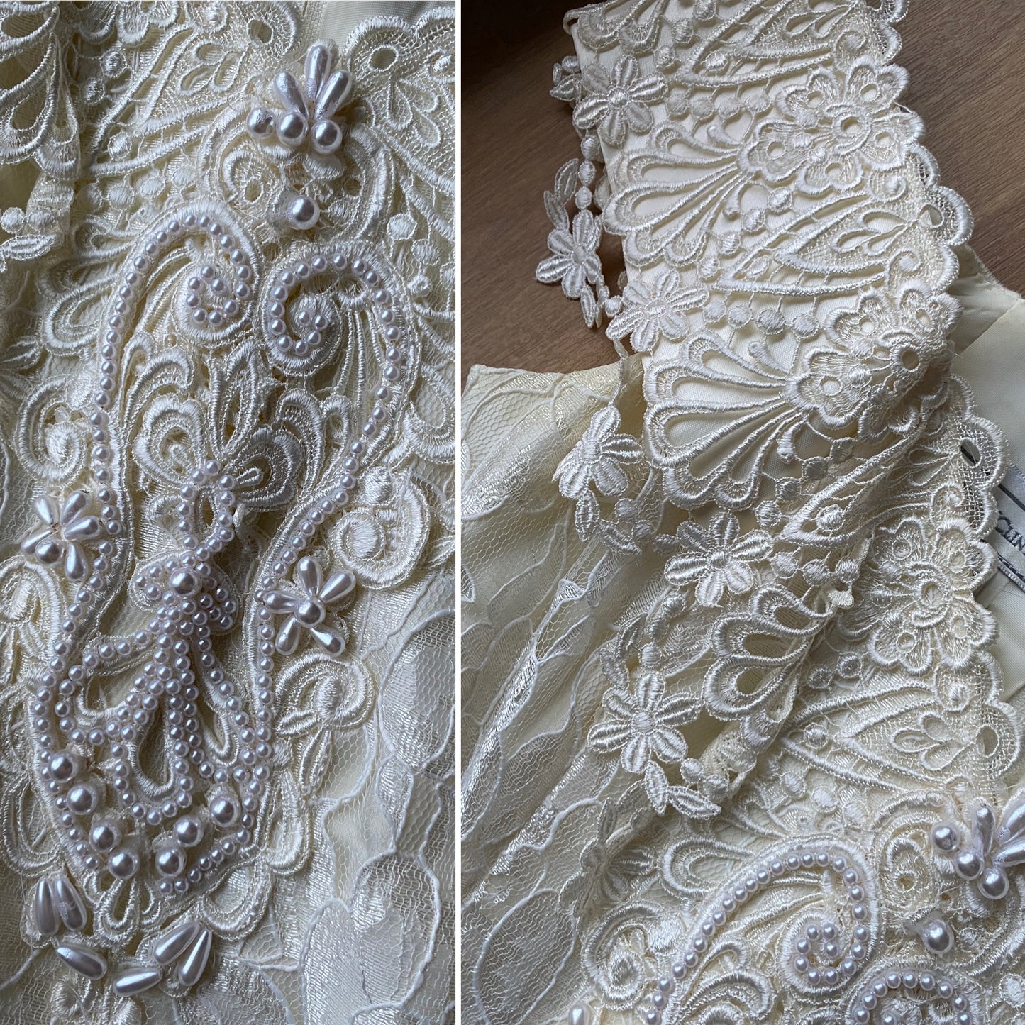 Scott McClintock petite ivory lace cold shoulder wedding dress uk 10-12
