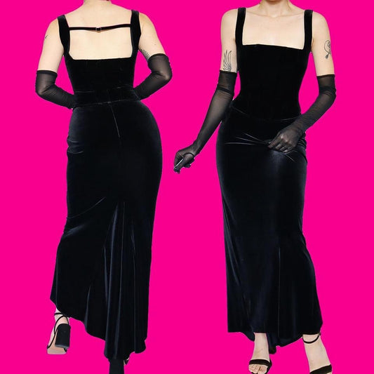 Black Debut velvet stretch 2 piece set UK 12