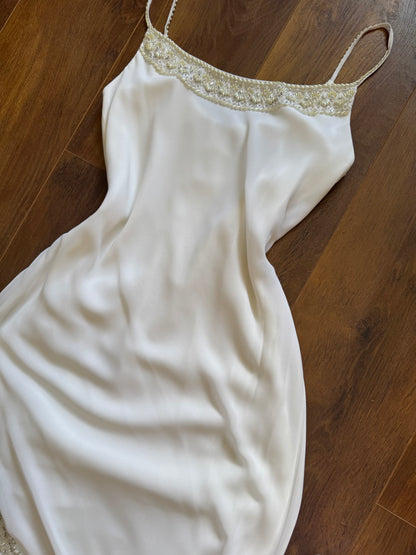 White Rena Koh pearl detail wedding dress uk 10