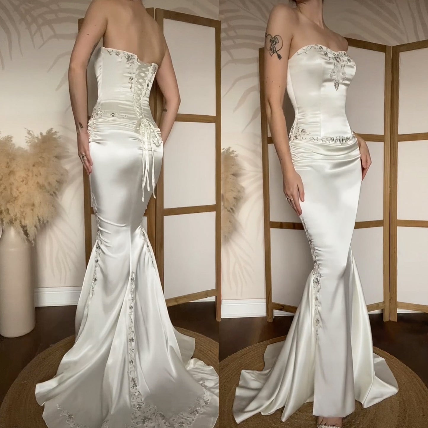 Ivory Maggie Sottero Couture satin strapless wedding dress uk 10