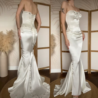 Ivory Maggie Sottero Couture satin strapless wedding dress uk 10