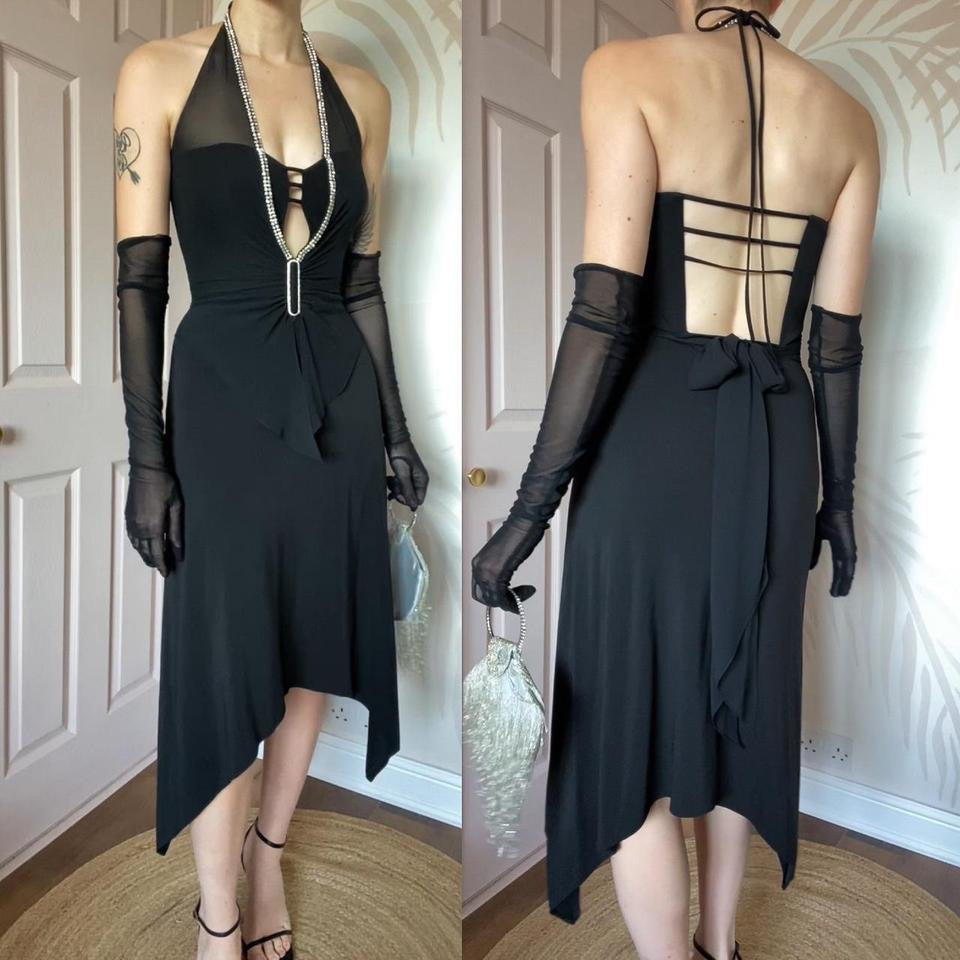 Chic black Dusk diamanté midi dress UK 10
