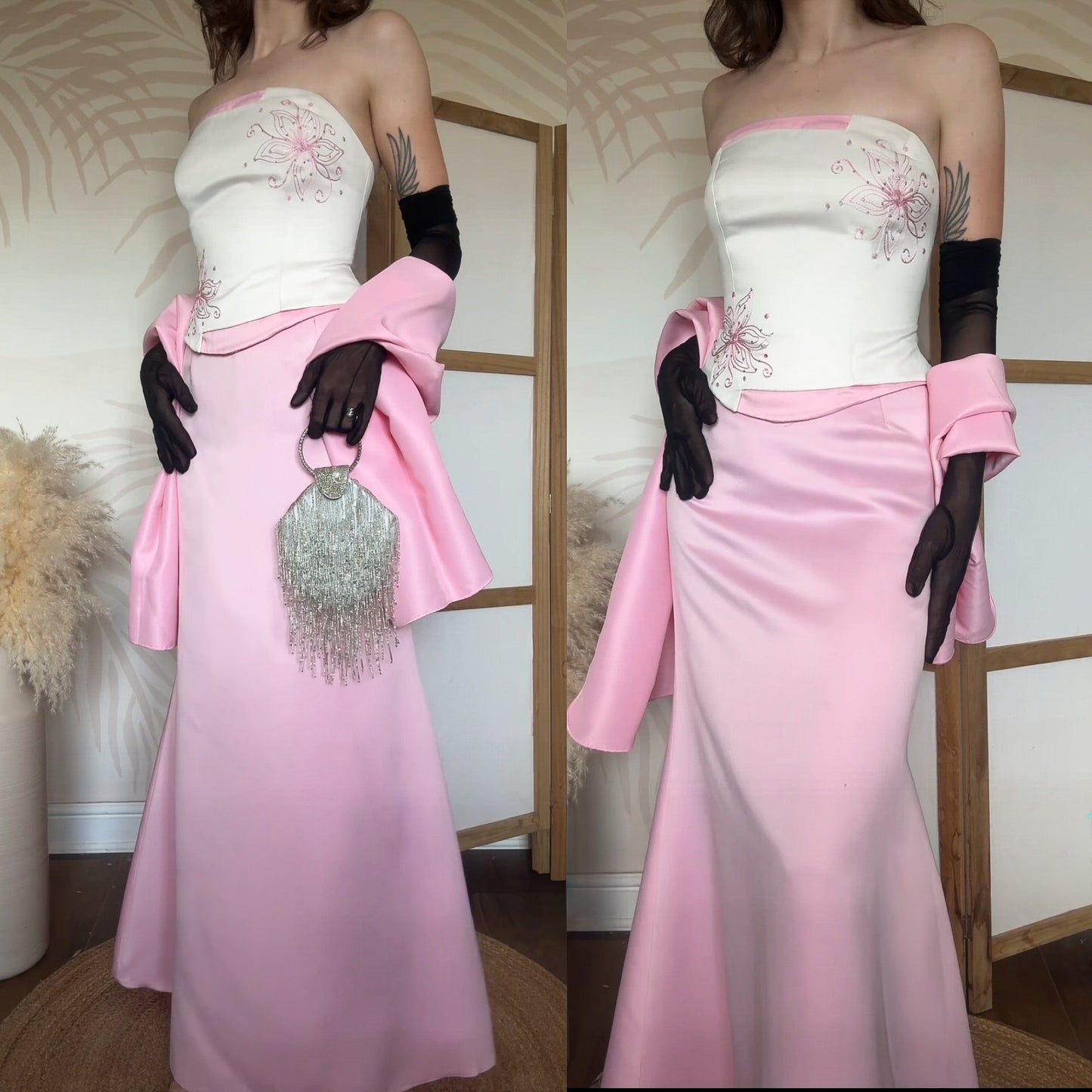 Dynasty pink & white 3-piece prom set uk 12-14