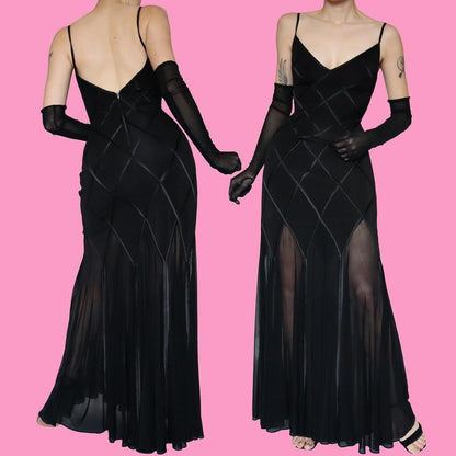 Joseph Ribkoff black stretch sheer detail evening dress uk 16