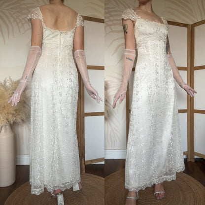 Jessica McClintock ivory lace wedding or evening dress uk 8-10