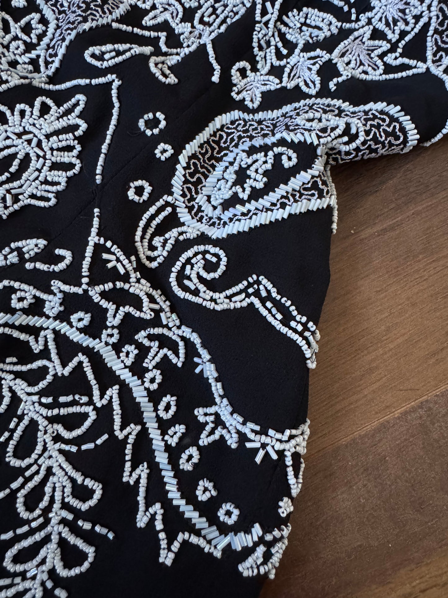Black & white beaded evening dress uk 14