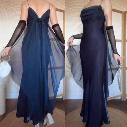 Navy shimmery prom dress uk 10