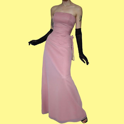 Vintage Hilary Morgan dusky pink evening gown UK 12-14