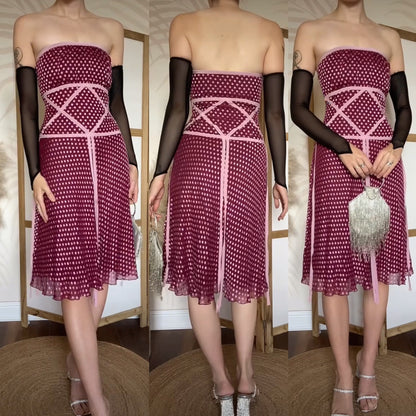 Silk blend strapless polka dot dress uk 12