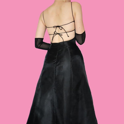 Black Morgan & Co organza a-line prom dress UK 12