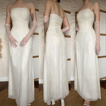 Scala 100% silk ivory beaded wedding dress uk 10