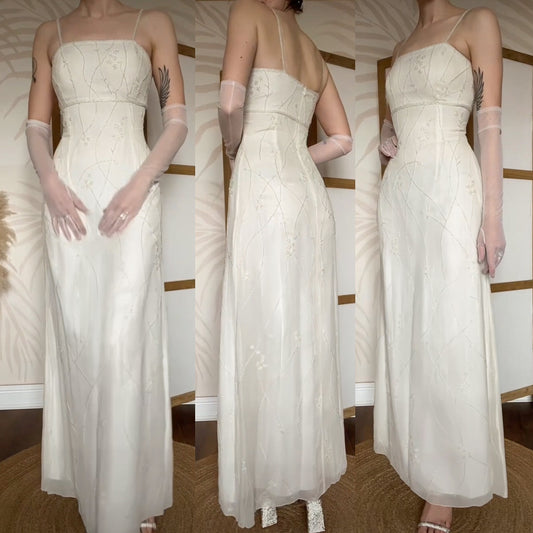 Scala 100% silk ivory beaded wedding dress uk 10