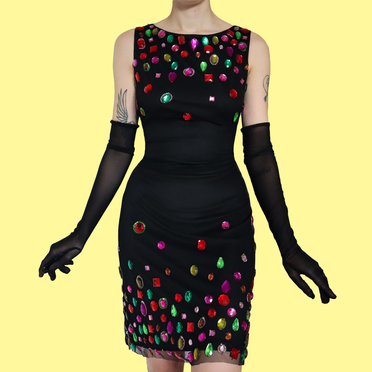 Black After Six stretch gem evening dress UK 14