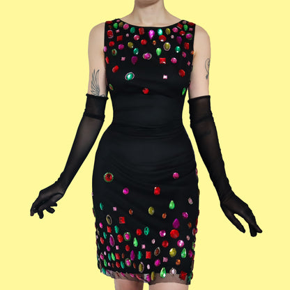 Black After Six stretch gem evening dress UK 14