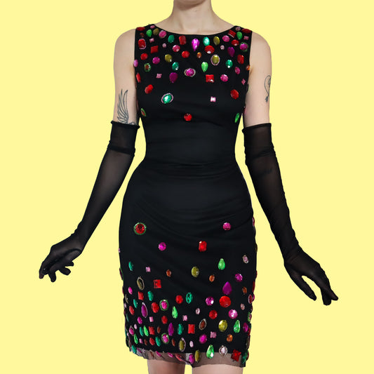 Black After Six stretch gem evening dress UK 14