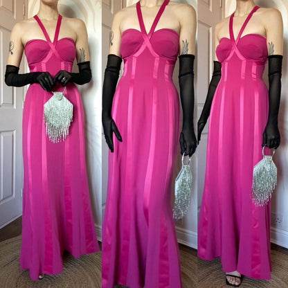 Pink Frank Usher panelled evening dress UK 12