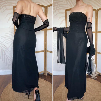 Black Pronuptia 3-piece corset/skirt & shawl set uk 8