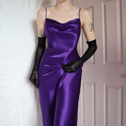 Yessica C&A silky purple slip evening dress UK 12-14