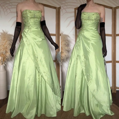 Green strapless a-line prom dress uk 10