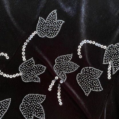 Black stretch velvet Dusk beaded dress UK 12