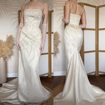 Ivory Benjamin Roberts lace wedding dress uk 12