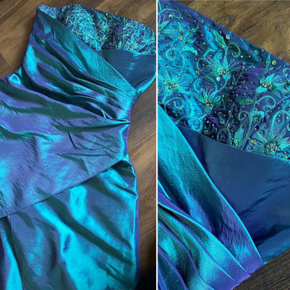 Aqua iridescent strapless a-line prom dress uk 10-12