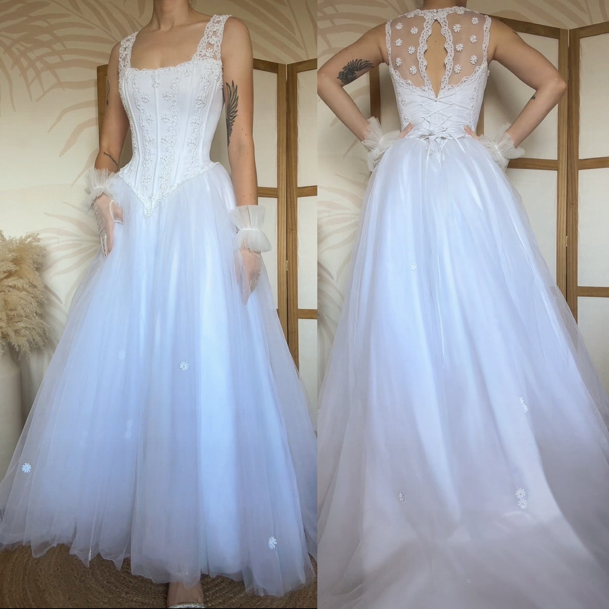 Bright white fit & flare wedding dress uk 10