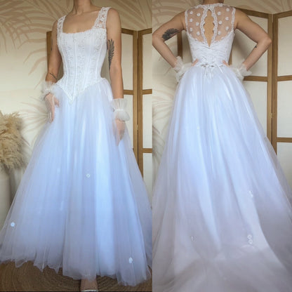 Bright white fit & flare wedding dress uk 10