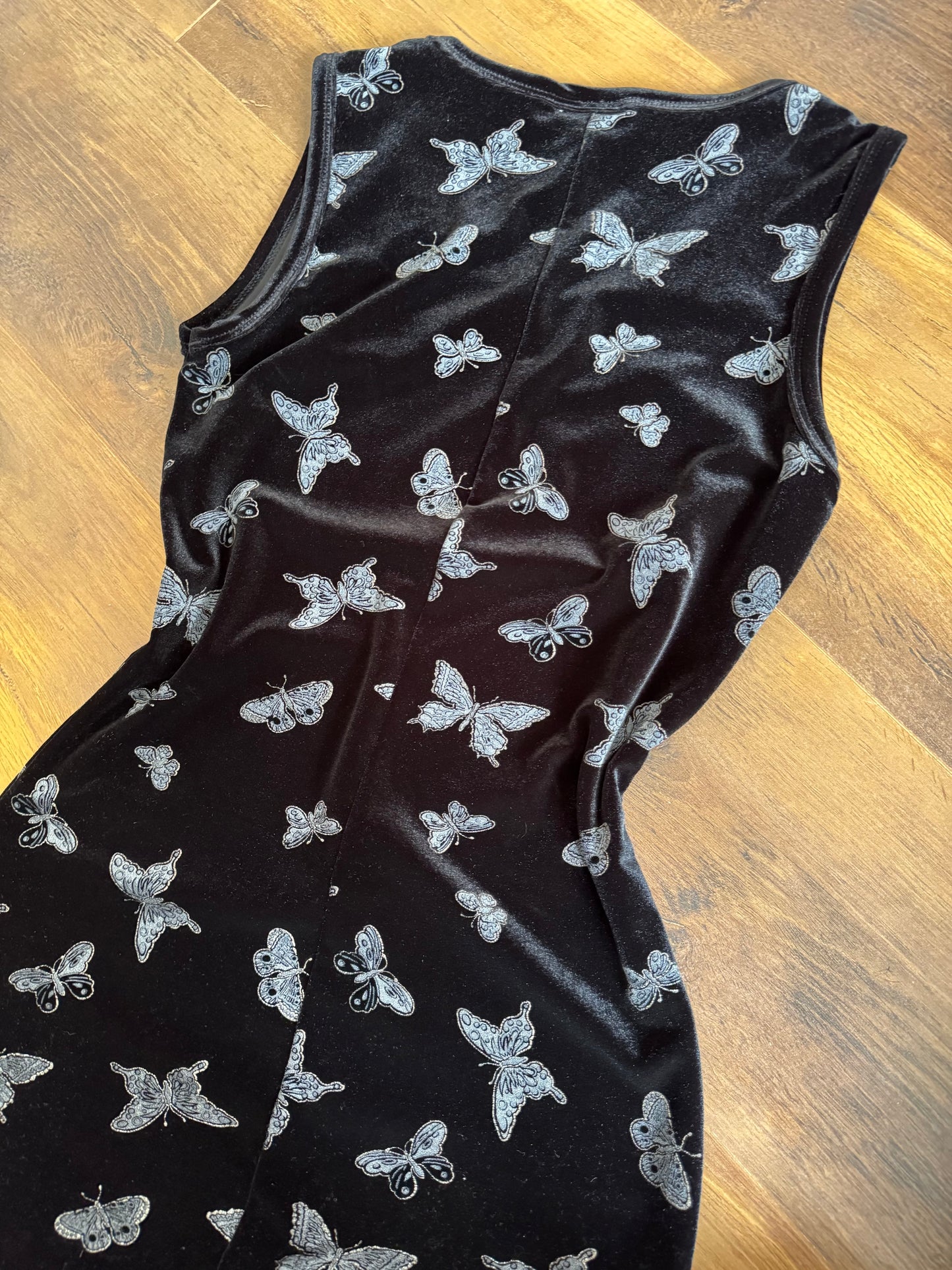 Black velvet butterfly y2k evening dress uk 10