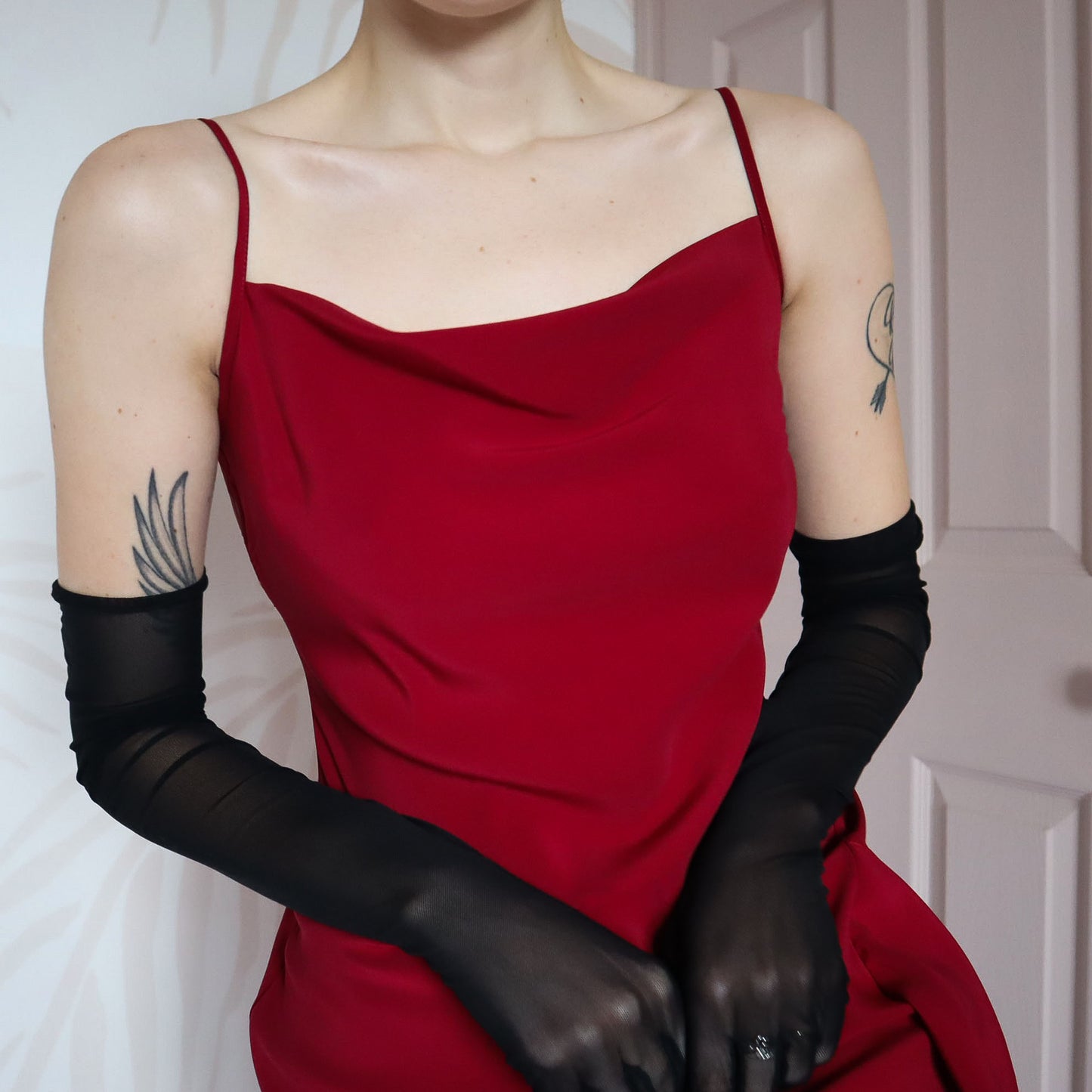 Burgundy slip dress with frill UK 10