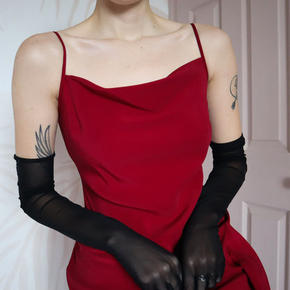 Burgundy slip dress with frill UK 10