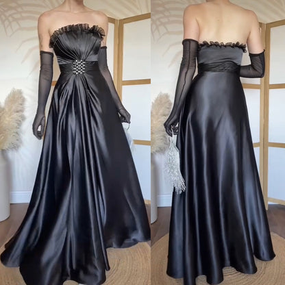 Sousourada black strapless evening dress uk 10