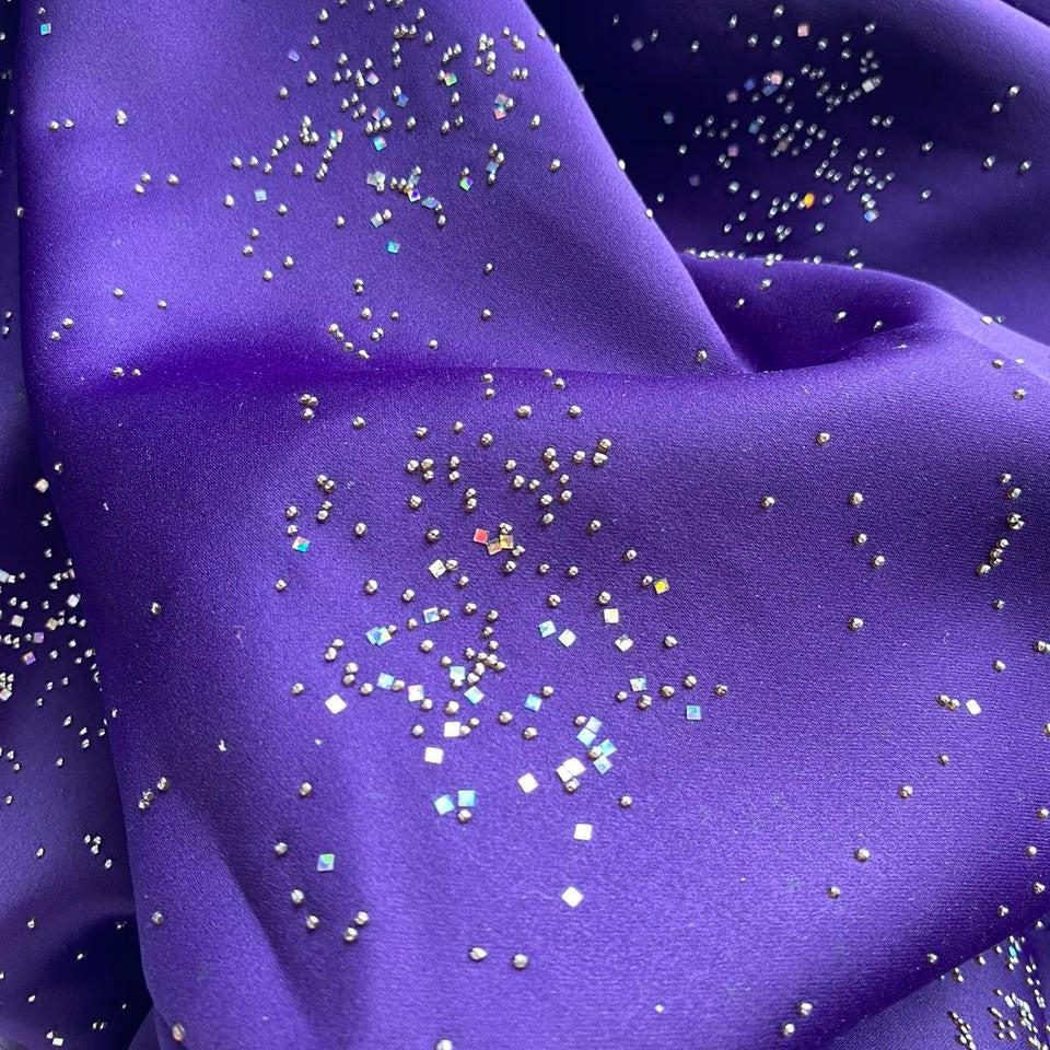 Purple Morgan & Co glittery strapless evening gown UK 10