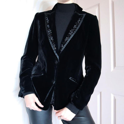 Laura Ashley velvet beaded blazer jacket UK M