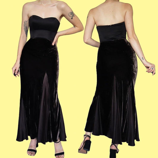 Brown Kaliko velvet flared maxi skirt UK 12