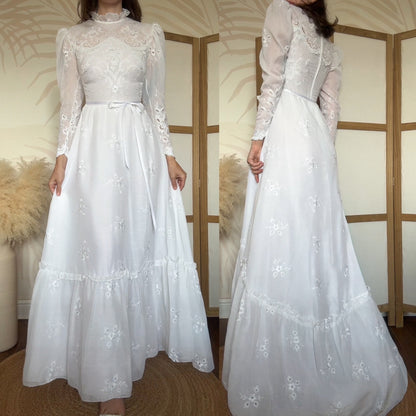 Pronuptia 70s long sleeve wedding dress uk 10