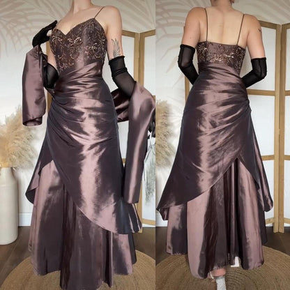 Brown Jora a-line prom dress & shawl uk 8
