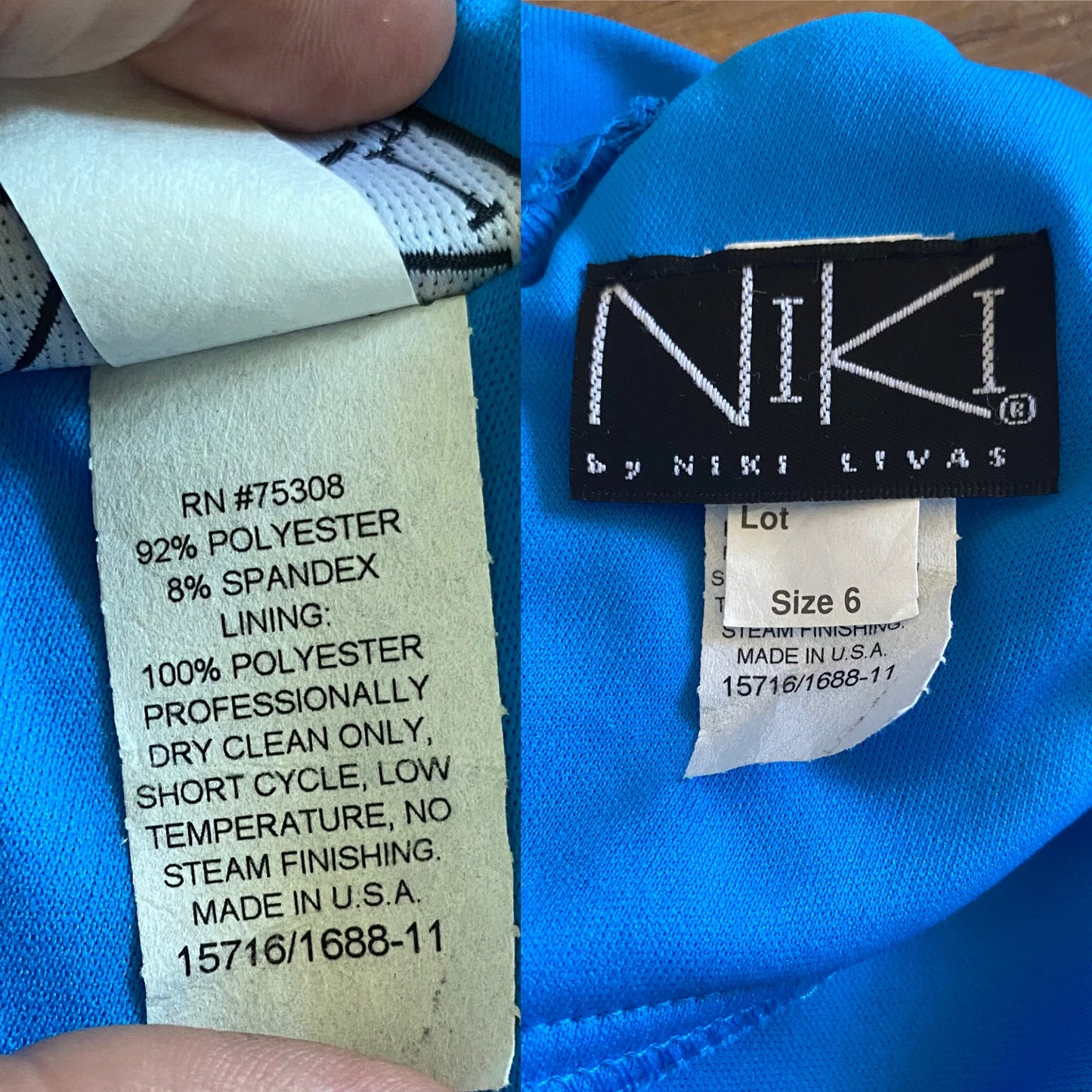 Niki Livas blue stretch evening dress uk 8