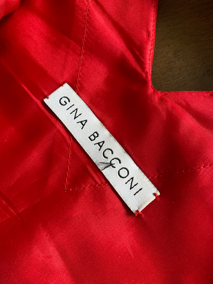 Red Gina Bacconi 100% silk beaded evening dress UK 10-12