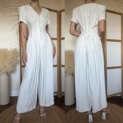 White short sleeve jumpsuit uk 10-12