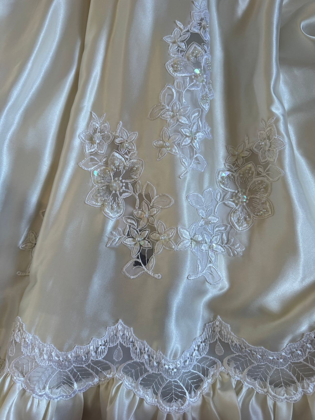 Vintage ivory satin 80s wedding dress uk 8