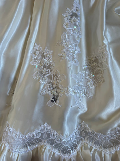 Vintage ivory satin 80s wedding dress uk 8