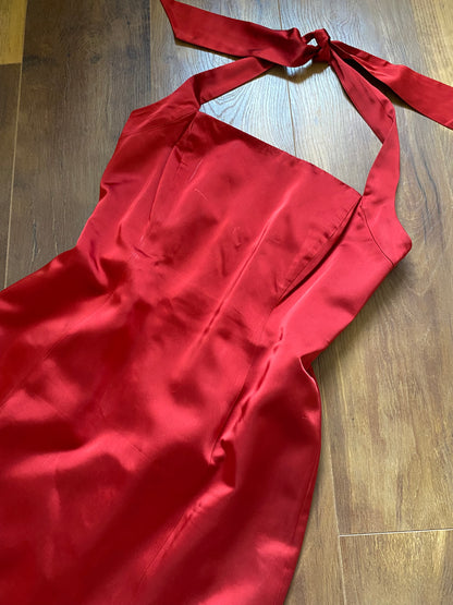 Gina Bacconi red halter neck evening dress uk 14
