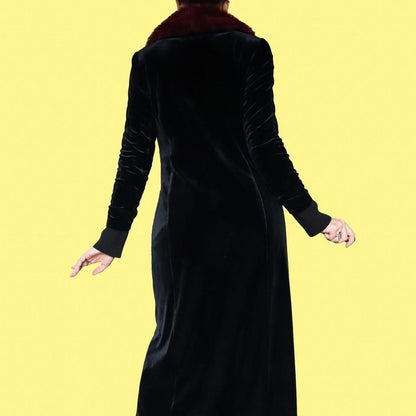 Etam 90s black velvet long jacket UK 12